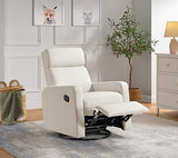 Oxford Baby Layton Manual Upholstered Glider Recliner Rocking Chair 360° Swivel for Nursery and Living Room – Cream