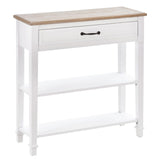 HOMCOM Modern Style Sofa Console Entry Hallway Table with Drawer and Shelves, Sturdy Build, and Large Storage, White HOMCOM