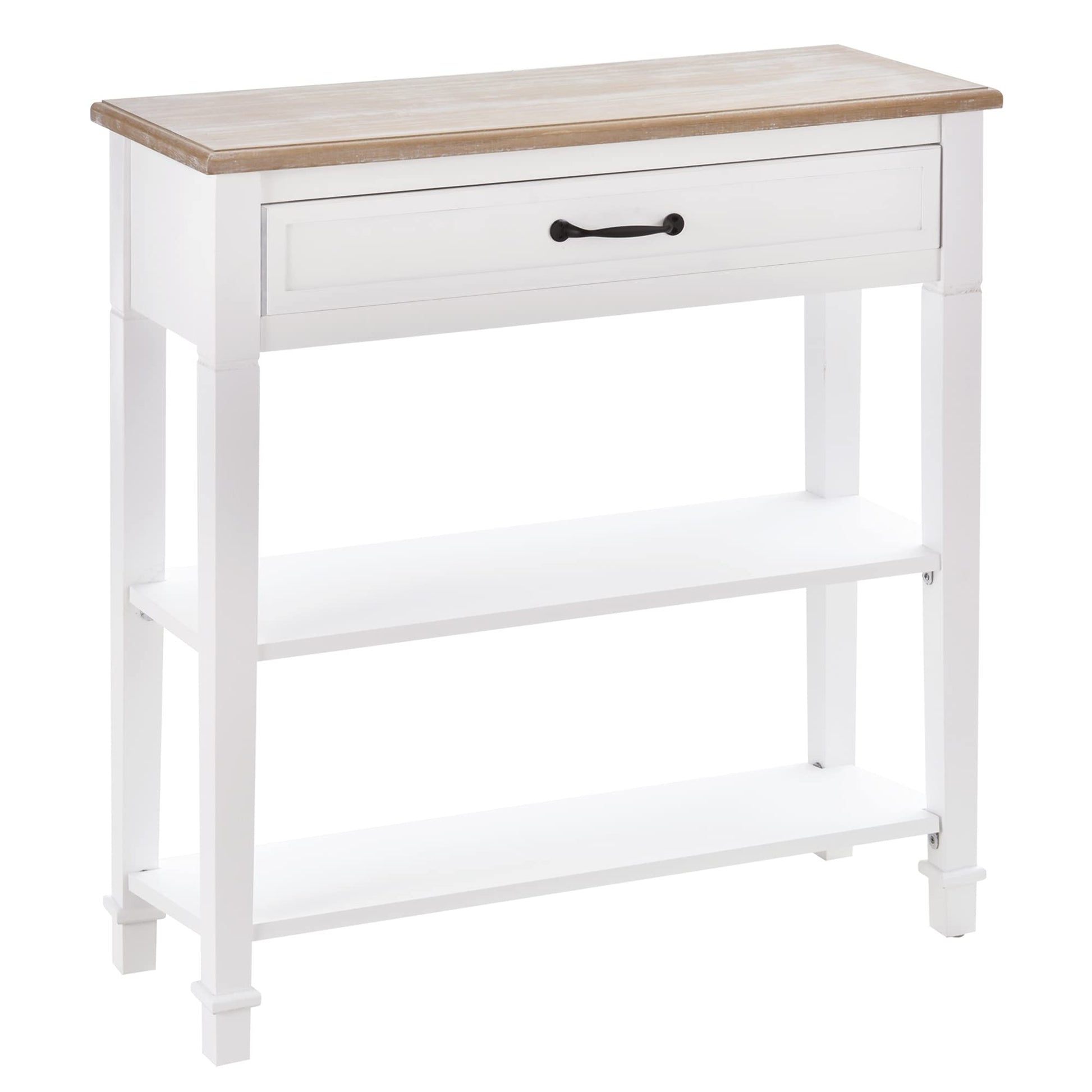 HOMCOM Modern Style Sofa Console Entry Hallway Table with Drawer and Shelves, Sturdy Build, and Large Storage, White - WoodArtSupply