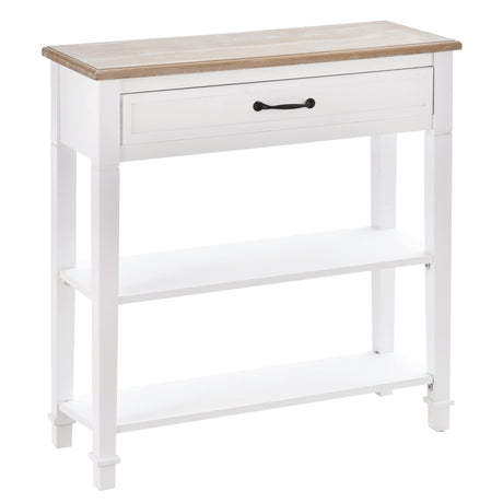 HOMCOM Modern Style Sofa Console Entry Hallway Table with Drawer and Shelves, Sturdy Build, and Large Storage, White HOMCOM