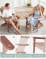 Wooden Folding Adirondack Chair Set of 2, Half Pre-Assembled Wood Lounge Chair for Outdoor Patio Garden Lawn Backyard Deck Pool Beach Firepit