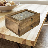 Excello Global Products Jewelry Box: Farmhouse Solid Wood Rustic Distressed Jewelry Organizer. Includes Glass Window and Storage Drawer. EXCELLO GLOBAL PRODUCTS