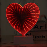 3D Mirror Night Light,Infinity Mirror Tunnel Light,Tunnel Light and Mirror,Desktop Lamp Party Home Decor LED Night Light (Heart-Shaped) HUH