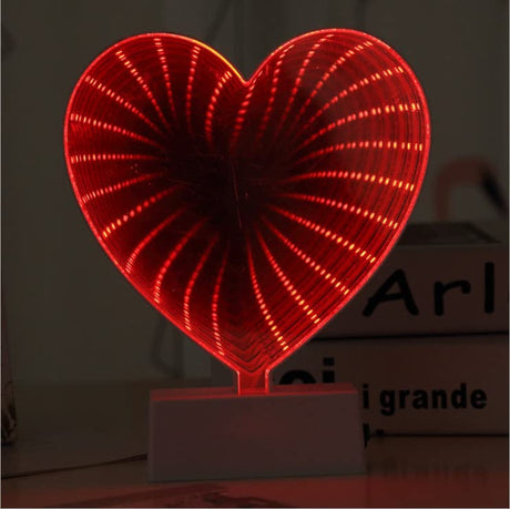 3D Mirror Night Light,Infinity Mirror Tunnel Light,Tunnel Light and Mirror,Desktop Lamp Party Home Decor LED Night Light (Heart-Shaped) HUH