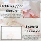 MorroMorn Twin Duvet Cover Cotton, 3D Embroidery Twin Bedding Sets, Cute Chenille Embroidered Comforter Covers Summer Blanket Soft Dry Sweat-Absorb for Girls Kids Teen (Flowers White, Twin/Twin XL) MorroMorn