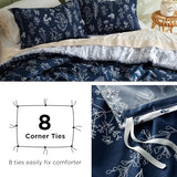 Bedsure Twin/Twin XL Duvet Cover - Reversible Navy Blue Duvet Cover Set with Zipper Closure, 2 Pieces Cute Floral Patterned Bedding Set with 8 Corner Ties and 1 Pillow Sham Bedsure
