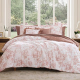 BLOOMHAVEN Full Comforter Set -7 Pieces Pink Floral Comforter Set for All Seasons, Bed in a Bag Full with Botanical Flowers Comforter, Sheets, Pillowcases & Shams BLOOMHAVEN