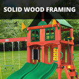 Gorilla Playsets 01-1057 Playmaker Deluxe Wooden Swing Set with Vinyl Canopy Roof, Dual Wave Slides, and Rock Climbing Wall, Redwood Stained Cedar (Amazon Exclusive) Gorilla Playsets