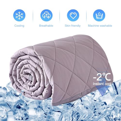 EVOLIVE Poly/Elastane Diamind Quilted All Season Light Weight Single Reversible Cooling Quilted Throw (Grey, Throw 50“x60”) EVOLIVE