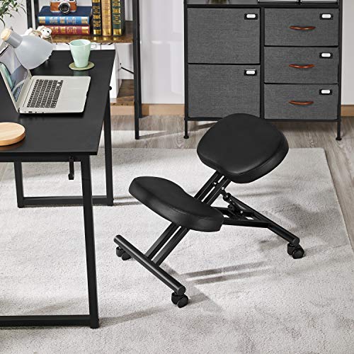 Yaheetech Kneeling Chair Ergonomic Posture Chair for Office Home Standing Work Desk Stool Adjustable Office Chair with Thick Cushion Pad & Flexible Seating Rolling Casters Yaheetech