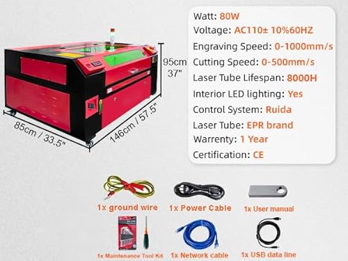 Furvveerr 80W CO2 Laser Engraver, 20" x 28" CO2 Laser Cutter with 2 Way Pass Air Assist Digital Control Panel RDWorks/Built-in Air pump/6L Water Tank for Wood Glass Acrylic More (Upgraded 80W) Furvveerr