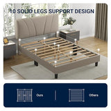 Avenco Queen Bed Frame, Upholstered Platform Bed Frame with Adjustable Headboard, Wood Slat Support, Easy Assembly, No Box Spring Needed, Beige Avenco