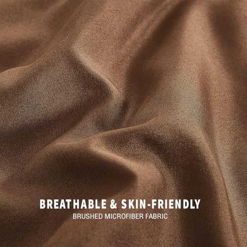 Exclusivo Mezcla Lightweight Reversible King Size Comforter Set, Down Alternative Comforter with 2 Pillow Sham, King Size Bedding Set for All Seasons, Brown/Khaki Exclusivo Mezcla
