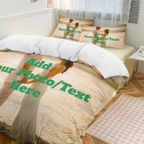 TIFDHIS Customized Duvet Cover &Pillowcase Set Personalized Bedding Set Design Your Own Comforter Sets 1 Side Printed Decor TIFDHIS
