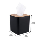 Tissue Box Cover,Tissue Holders,Tissue Box Holder for Bathrooms,Bamboo Cover Plate,Home and Office,5 * 5 * 5.4in (Black) MOCHTERO