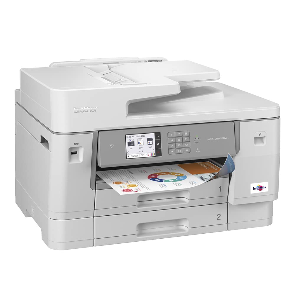 Brother MFC-J6955DW INKvestment Tank Color Inkjet All-in-One Printer with Wireless, Duplex Printing, 11” x 17” Scan Glass and Up to 1-Year of Ink in-Box,White Brother