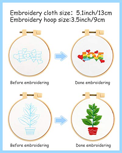 Pllieay 10 PCS Cross Stitch Kits for Beginners, Embroidery Beginner Kits for Kids 7-13, Include Instructions, Cross Stitch Kits with Pattern, Needlepoint Kits for Embroidery Projects