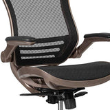 Flash Furniture Waylon Mid-Back Swivel Office Chair with Adjustable Foot Ring and Seat Height, Ergonomic Mesh Chair with Armrests, Black/Gold Flash Furniture