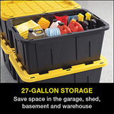 CX Black & Yellow®, Shelving Unit and Heavy Duty Storage Containers, Extremely Durable® (Shelf + 27 Gallon Container (8-Pack) CX