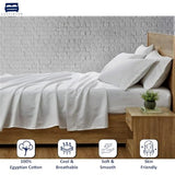 Cottingon 4 Piece Full XL Dorm Bedding Set for College, 100% Long Staple Premium Egyptian Cotton, Soft Bed Sheets, Fits Upto 15" Deep Mattress 54"X80" Extra Long, White Cottingon