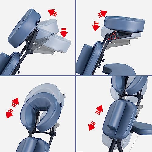 Professional Portable and Lightweight Tattoo/Massage Chair by Master Massage - Folding Aluminum Frame with Adjustable Features and Wheeled Carrying Case, Blue Master Massage Equipment