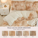 EMME Luxury Khaki Fuzzy Duvet Cover Set Twin Size Fluffy Comforter Cover Set 2 Pieces Shaggy and Plush Soft Bedding Duvet Covers (Tie Dye Khaki, Twin) EMME