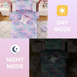 Wink Deer Twin Comforter Set for Girls-3 Pieces Mermaid Glow in the Dark Twin Bedding Sets for Kids,1 Comforter,1 Sham and 1 Decor Pillow Wink Deer