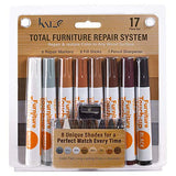Katzco Furniture Repair Kit Wood Markers - 17 Pcs Set with Sharpener - Furniture Touch Up Markers for Floors, Bedposts, and Molding - Furniture Katzco