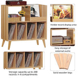 LELELINKY Large Record Player Stand, Turntable Stand with Storage, Vinyl Record Holder with Display Area, Record Player Table Holds Up to 300 Albums, Record Stand for Music room Living Room-Natural LELELINKY