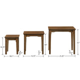 Kmax Nesting Tables Set of 3, Small Sofa Side Table Rustic Stacking End Table Rectangle Solid Wood Coffee Tables for Small Space - Walnut Kmax