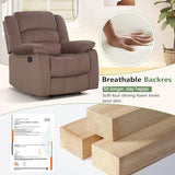 ANJ Fabric Recliner Chair with Overstuffed Arm and Back, Comfy Chocolate Manual Reclining Chairs for Adults, Living Room Single Sofa Recliners