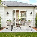 Devoko Patio Furniture Set 3 Pieces Rope Woven Bistro Set Outdoor Conversation Set with 2 Wide Chairs,Cushions and Tempered Glass Table for Balcony Porch Backyard Garden Poolside Devoko