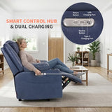 EONIX Wall Hugger Recliner for Small Space, Real Zero Clearance Power Recliner, Lazy Boy Recliner Chair with Cup Holders for RV, Living Room, Bedroom, SXXY011990, Navy Blue