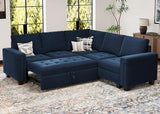 Belffin Modular Sectional Sleeper Sofa with Pull Out Couch Bed Velvet Convertible L Shaped Sectional Couch for Living Room Apartment Blue Belffin
