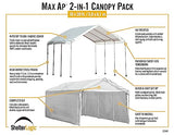 ShelterLogic 10' x 20' MaxAP Large Portable Garage 2in1 Kit Heavy-Duty Steel Frame Outdoor Canopy, Gazebo, or Carport Tent with Enclosure for Car, SUV, Truck, Boat, Tractor, White ShelterLogic