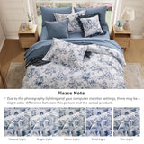 BLOOMHAVEN Full Comforter Set -7 Pieces Floral Blue Comforter Set for All Seasons, Bed in a Bag Full with Botanical Flowers Comforter, Sheets, Pillowcases & Shams BLOOMHAVEN