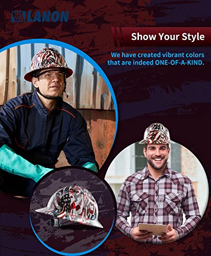 LANON Full Brim Hard Hat, OSHA Construction Work Approved, Premium Charcoal Gray Design, FRP Safety Helmet with 4 Point Adjustable Ratchet Suspension, Class C LANON Protection