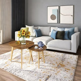 BAMEOS Bamboo Nesting Triangle End Table,Set of 2 Coffee Table Modern Minimalist Side Table for Living Room (Walunt) BAMEOS