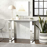 Meridian Furniture Carlton Collection Modern | Contemporary Marble Top Console Table with Stainless Steel Base and Polished Chrome Finish, 48" W x 17.5" D x 30" H, Meridian Furniture