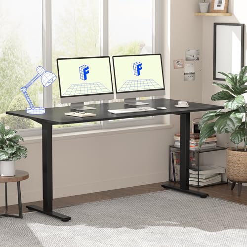 FLEXISPOT Standing Desk 55 x 28 Inches Stand Up Desk Workstation Home Office Computer Height Adjustable Desk (Black Frame + 55" Black Top 2 Packages) FLEXISPOT