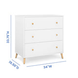 Delta Children Essex 3 Drawer Dresser with Interlocking Drawers, Bianca White/Natural Delta Children