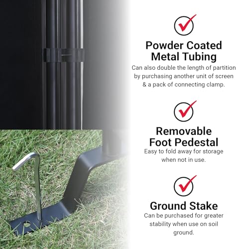 Proman Products - Galaxy II Section Divider, Water Repellent Fabric Room Divider with Black Powder Coated Metal Frame for Indoors or Outdoors, Large 74.25” Width (Black) Proman Products