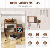 Giantex Record Player Stand with Charging Station, Turntable Stand with Vinyl Divider & Display Shelf, Mid-century Modern End Table Holds Up to 150 Albums, Vinyl Record Storage Cabinet for Living Room Giantex
