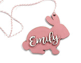 Personalized Wooden Easter Bunny Tag (Pink Paint) HIGH DESERT Medley