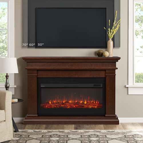 Real Flame Beau 59" Landscape Electric Fireplace with Mantel for Living Room or Bedroom, Replaceable Fireplace Insert Heater, Realistic Log and Flame Effect, Remote Control, Timer Real Flame
