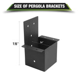 4 Pcs Pergola Brackets，4“x 4"(Actual 3.6 "x 3.6")Post Top Rafter Brackets,Gazebo Brackets Wall Mount Bracket Kit for Wood Posts Pergola Post Connector Or Deck Railing XIHUWZ