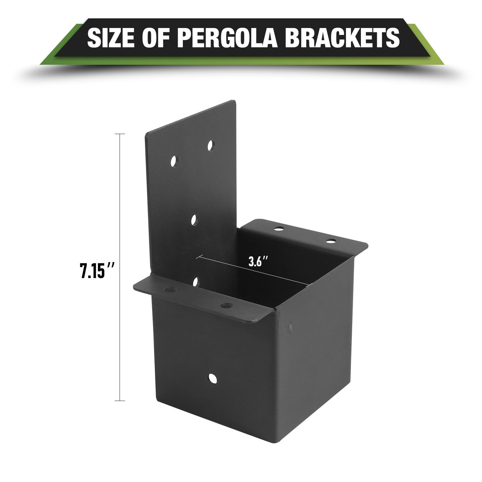 4 Pcs Pergola Brackets，4“x 4"(Actual 3.6 "x 3.6")Post Top Rafter Brackets,Gazebo Brackets Wall Mount Bracket Kit for Wood Posts Pergola Post Connector Or Deck Railing - WoodArtSupply