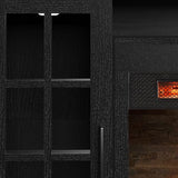 duraflame® Electric Fireplace Media Mantel for TVs up to 65 inches and Farmhouse Storage Cabinets, Black Embossed Ash Duraflame