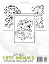 Jumbo Cute Animals Coloring Book for Kids (Cute Animal Coloring Books By Emma Carter) WoodArtSupply