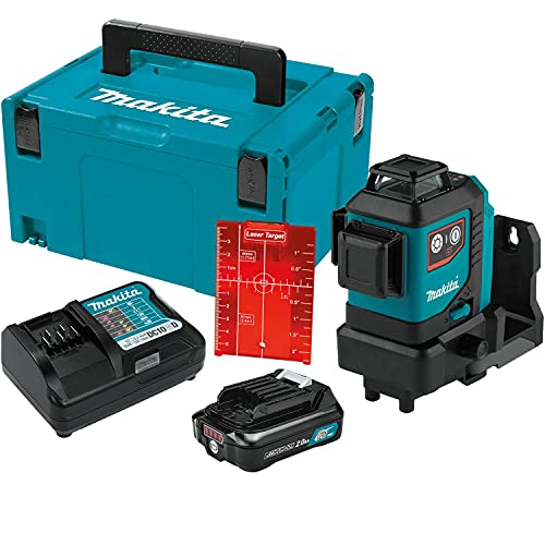 Makita SK700DNAJ 12V max CXT® Lithium-Ion Cordless Self-Leveling 360° 3-Plane Red Laser Kit (2.0Ah), Class II, 635 nm, <2 mW - WoodArtSupply